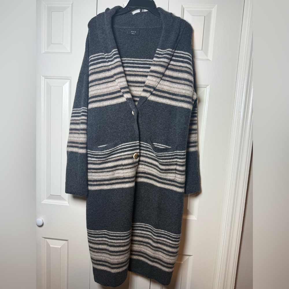 VICI Collection striped duster cardigan